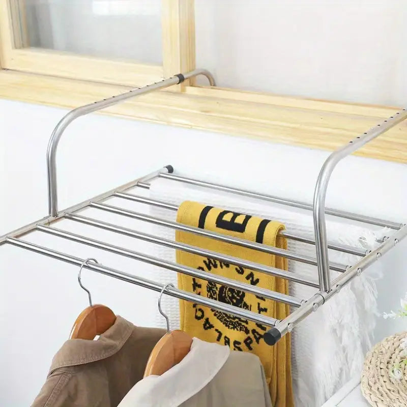 (Buy 1 Get 1 Free) Retractable Shoe Rack, Drying Racks | Shoe Socks Towel Hanging Clothes Drying Rack for Balcony Windows | Adjustable Cloth Hanger (Stainless Steel)