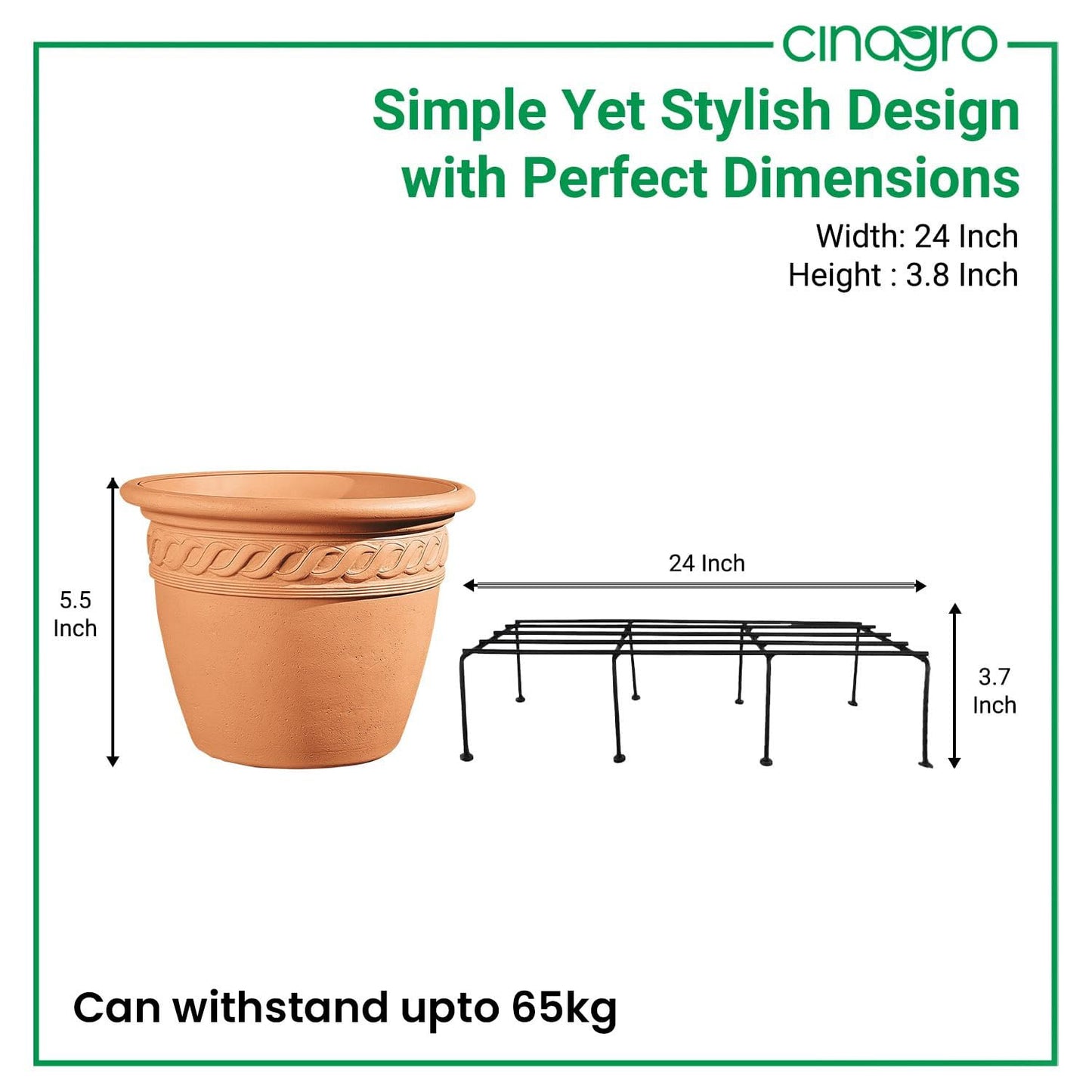 Anti Rust Rectangular Metal Plant Stand (Pack of 4) - 24 inches, Gardening Stand for Balcony, Indoor & Outdoor Use