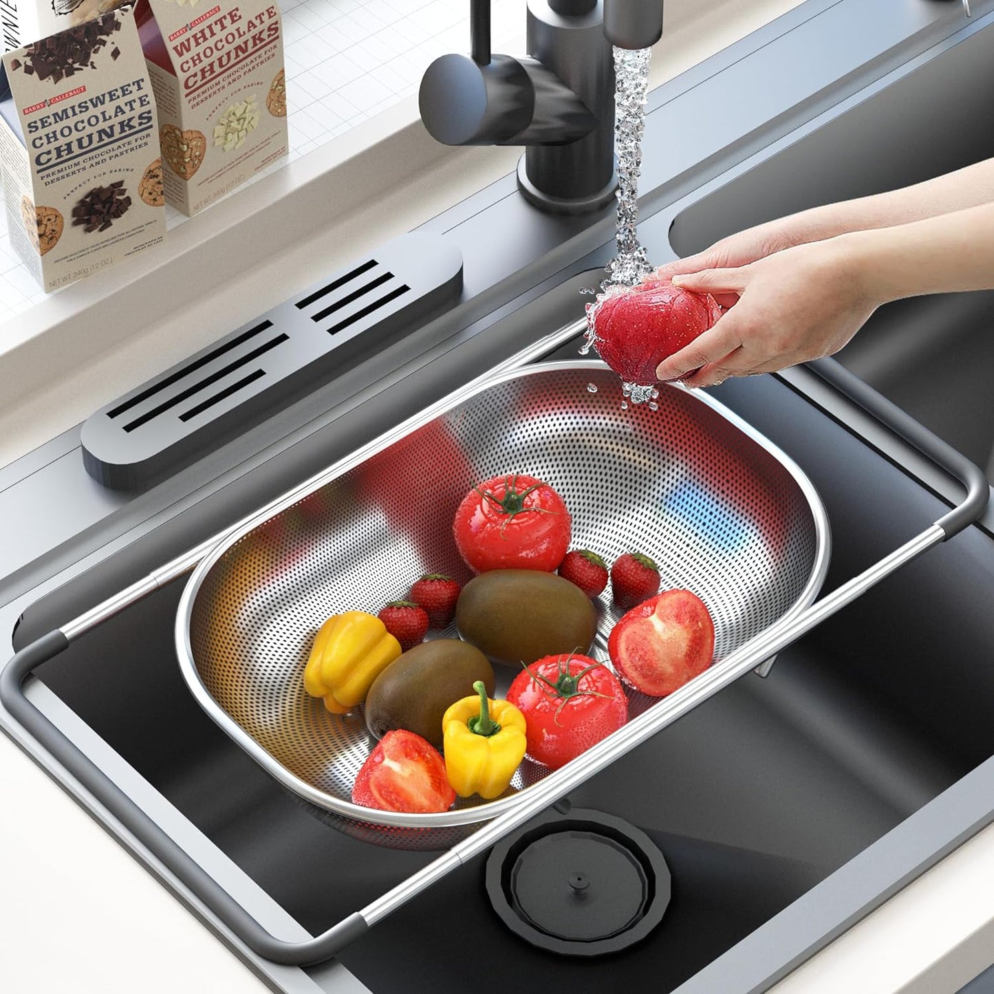 Drain Basket for Kitchen Sink, Collapsible Sink Drain Basket Safe to Use Kitchen Tool for Rinsing for Vegetables for Washing for Fruits'