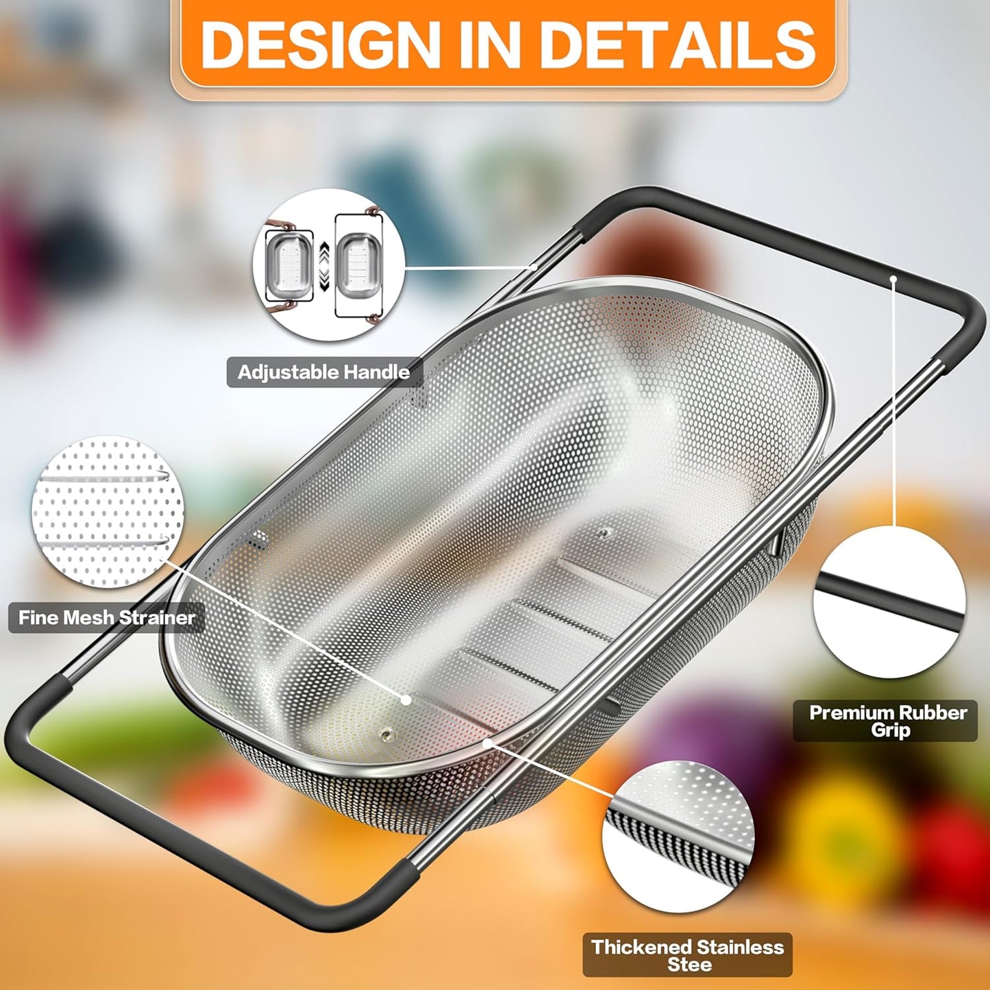Drain Basket for Kitchen Sink, Collapsible Sink Drain Basket Safe to Use Kitchen Tool for Rinsing for Vegetables for Washing for Fruits'