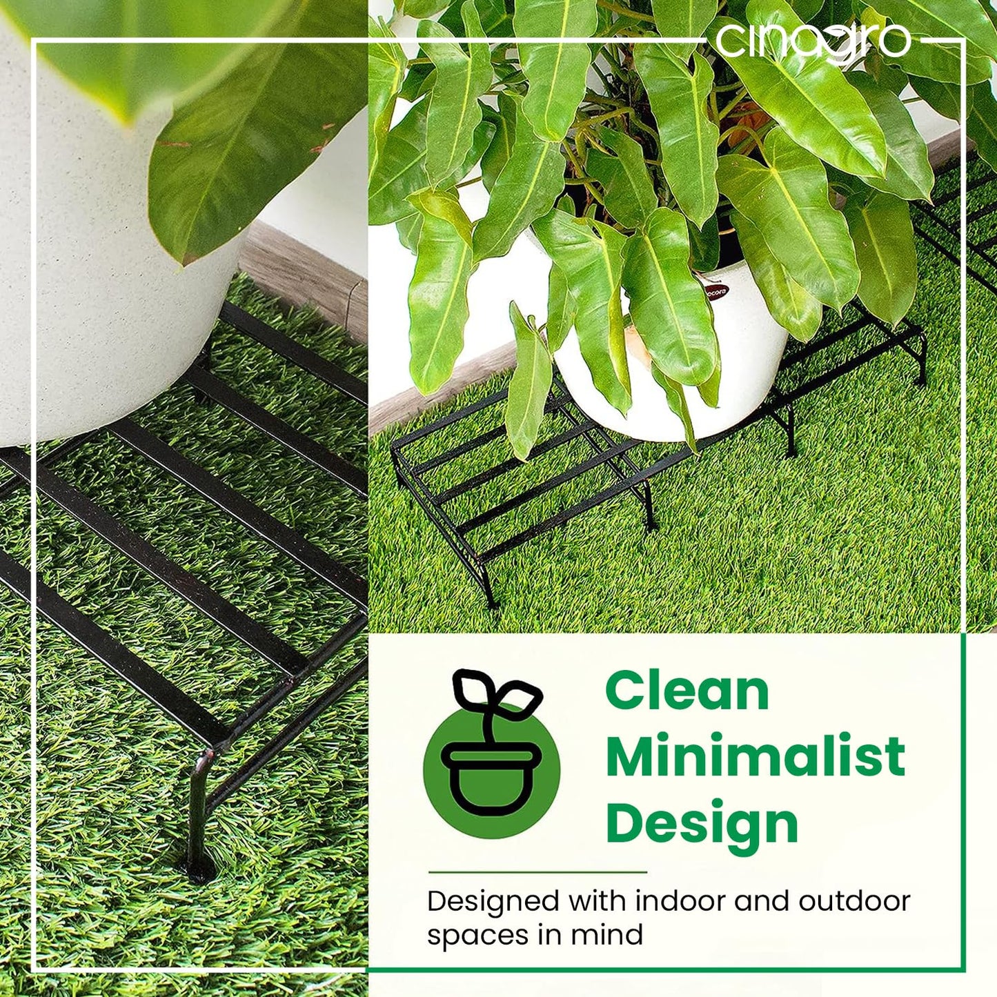 Anti Rust Rectangular Metal Plant Stand (Pack of 4) - 24 inches, Gardening Stand for Balcony, Indoor & Outdoor Use
