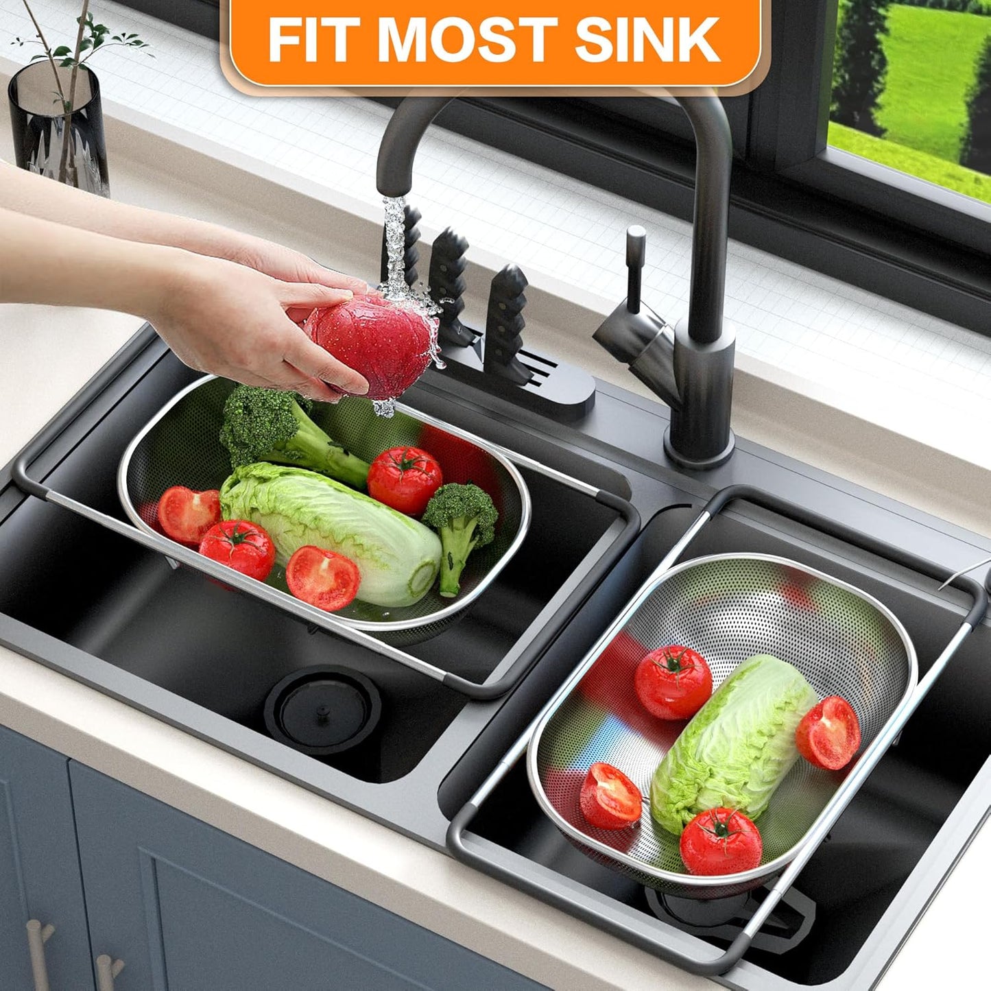 Drain Basket for Kitchen Sink, Collapsible Sink Drain Basket Safe to Use Kitchen Tool for Rinsing for Vegetables for Washing for Fruits'