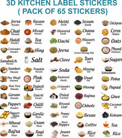 (3D Stickers + Black and White Stickers ) Waterproof Kitchen Jar Label Stickers
