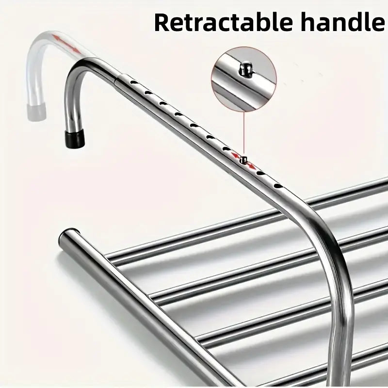 (Buy 1 Get 1 Free) Retractable Shoe Rack, Drying Racks | Shoe Socks Towel Hanging Clothes Drying Rack for Balcony Windows | Adjustable Cloth Hanger (Stainless Steel)