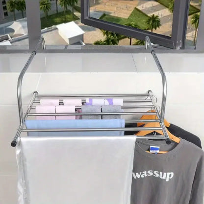(Buy 1 Get 1 Free) Retractable Shoe Rack, Drying Racks | Shoe Socks Towel Hanging Clothes Drying Rack for Balcony Windows | Adjustable Cloth Hanger (Stainless Steel)