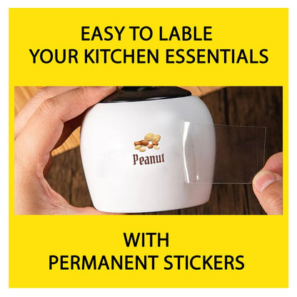 (3D Stickers + Black and White Stickers ) Waterproof Kitchen Jar Label Stickers