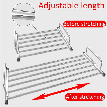 (Buy 1 Get 1 Free) Retractable Shoe Rack, Drying Racks | Shoe Socks Towel Hanging Clothes Drying Rack for Balcony Windows | Adjustable Cloth Hanger (Stainless Steel)