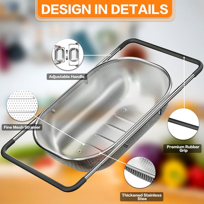 Drain Basket for Kitchen Sink, Collapsible Sink Drain Basket Safe to Use Kitchen Tool for Rinsing for Vegetables for Washing for Fruits'