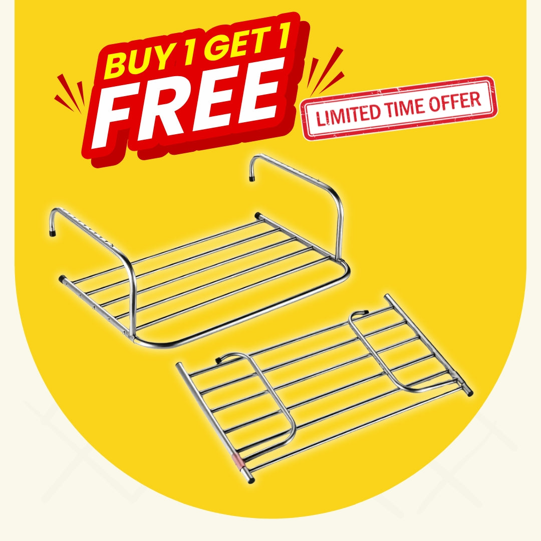 (Buy 1 Get 1 Free) Retractable Shoe Rack, Drying Racks | Shoe Socks Towel Hanging Clothes Drying Rack for Balcony Windows | Adjustable Cloth Hanger (Stainless Steel)
