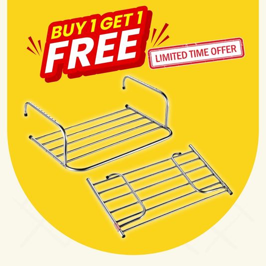 (Buy 1 Get 1 Free) Retractable Shoe Rack, Drying Racks | Shoe Socks Towel Hanging Clothes Drying Rack for Balcony Windows | Adjustable Cloth Hanger (Stainless Steel)
